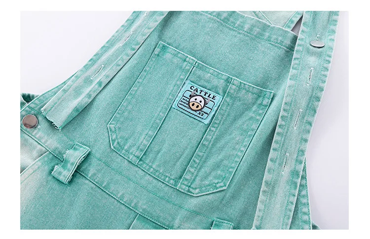 summer teen girls water washed punk wide leg jumpsuit junior kids loose slimming casual Cowboy overalls 4-14 child ropa trousers