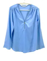 Summer Women Cool Loose Shirt Deep V Neck Chiffon Blouse Casual Ladies Tops Sexy Zipper Pullover Plus Size Long Sleeve Fashion - Image 3