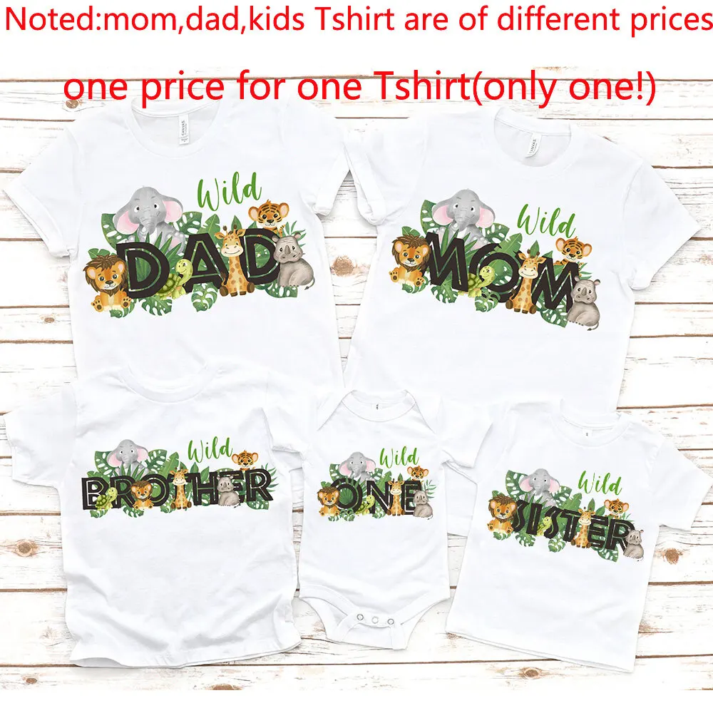 Wild Family Matching Family Shirts Wild One Baby Birthday Shirt Dad Mom Shirt Brother Sister Tshirt Summer Family Look Tee Gift 3