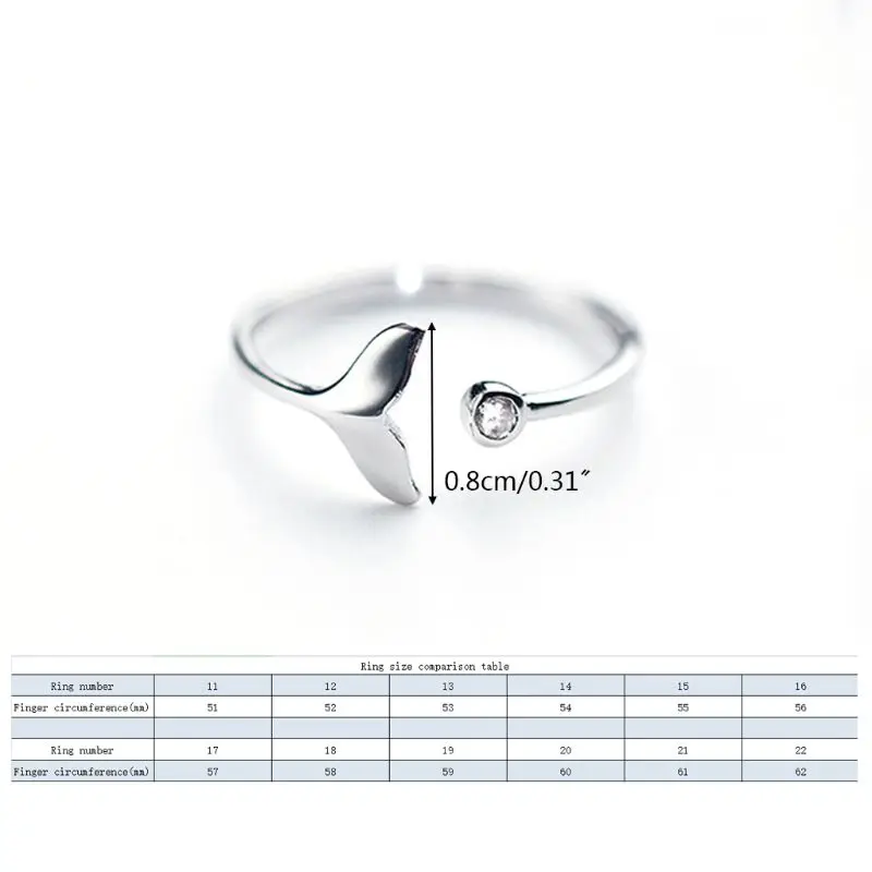 Exquisite Whale Tail Plain Band Ring Fish Earring Romantics Adjustable Opening Lover Rings Solid Ring Jewelry Gift 6