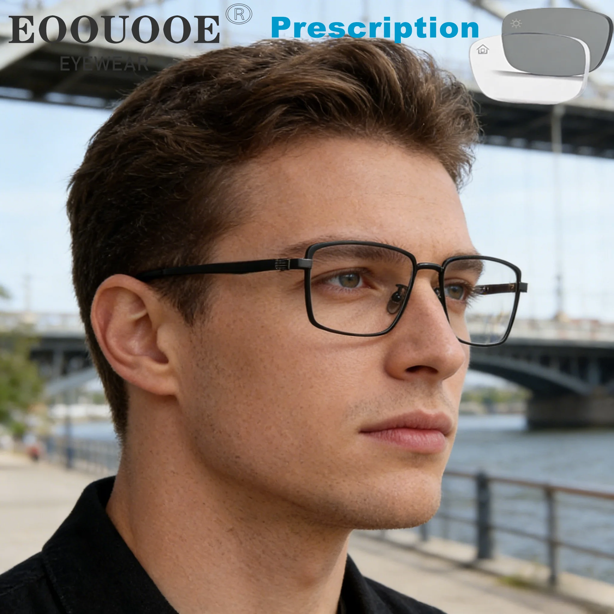 High-End Square Titanium Eyewear Men's Prescription Glasses Customize Progressive Lenses Optical Eyeglasses Myopia Photochromism