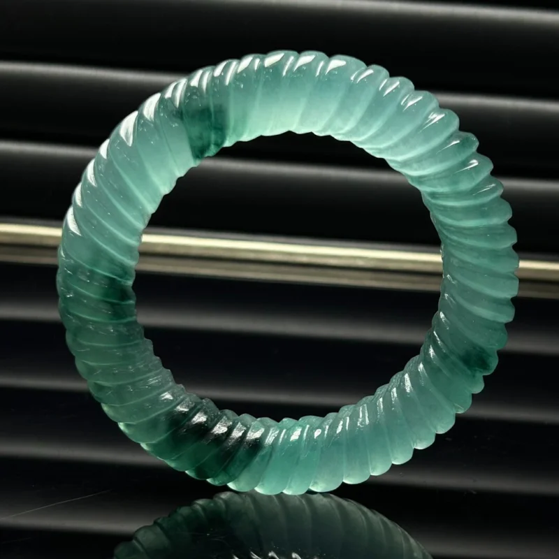 

Certified Natural A high Ice Green Burmese Jade jadeite bracelet bangle 60mm