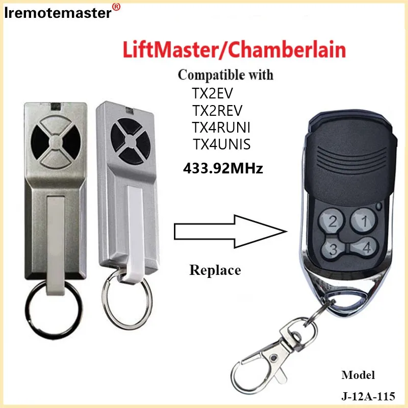 Liftmaster Chamberlain TX2REV TX4REV TX4EV TX2EVS TX2EV TX4EVS 433.92MHz 차 고문 원격 제어 오프너