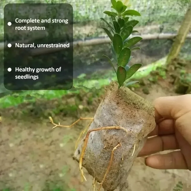 100/500PCS Biodegradable Nursery Grow Bags Non-woven Plants Seed Grow Pockets Garden Flower Vegetable Seedling Care Accessories 3