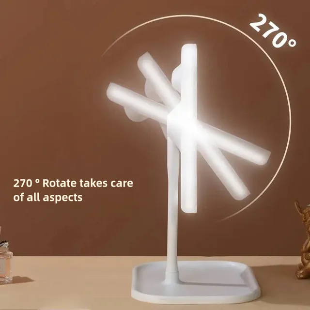 Illuminez votre beauté: Miroir cosmétique LED avec fonctions intensité variable, rotation et mémoire, miroir cosmétique USB avec monoch 6