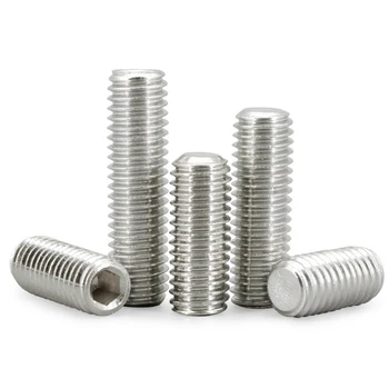 10 ชิ้น/ล็อตHexagon Hexซ็อกเก็ตชุดสกรูแบนPoint Allen Head M2 M2.5 M3 M4 M5 M6 M8 M10 M12 M14 M16 สแตนเลสheadless 2