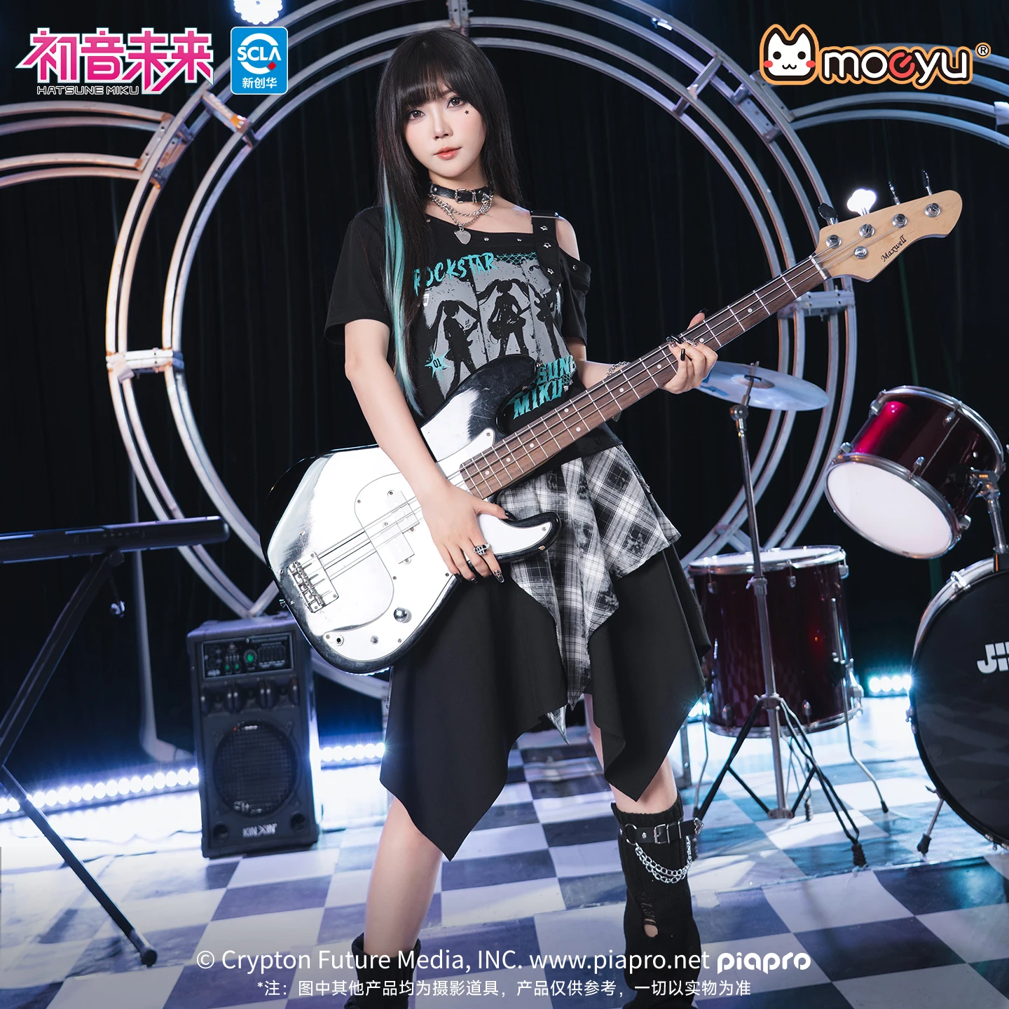 Original Moeyu Hatsune Miku Women T-Shirt Rock Star Girl t-shirt Summer Top Short Sleeve Tee Cosplay Costume Casual Clothing