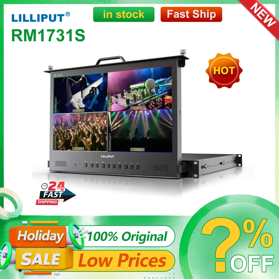 LILLIPUT RM1731S 17.3 Inch 12G 1920x1080 12G SDI 1RU Pull-out Rackmount Monitor Remote Control with HDR/3D-Lut