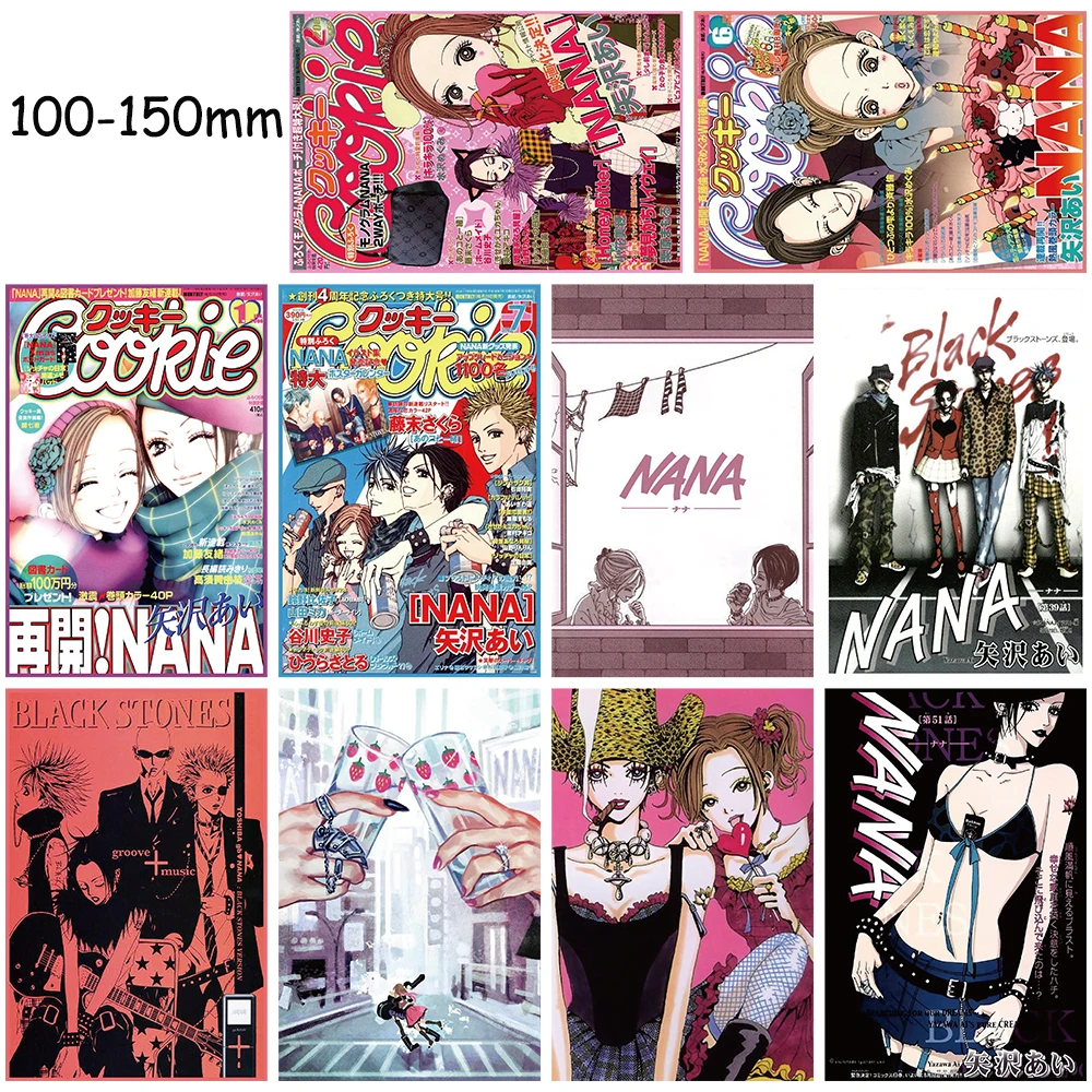 Wall sticker wall stickers 10 PCS hot anime Nana poster sticker Harajuku nostalgia gift for living kids room card coffee laptop luggage skateboard