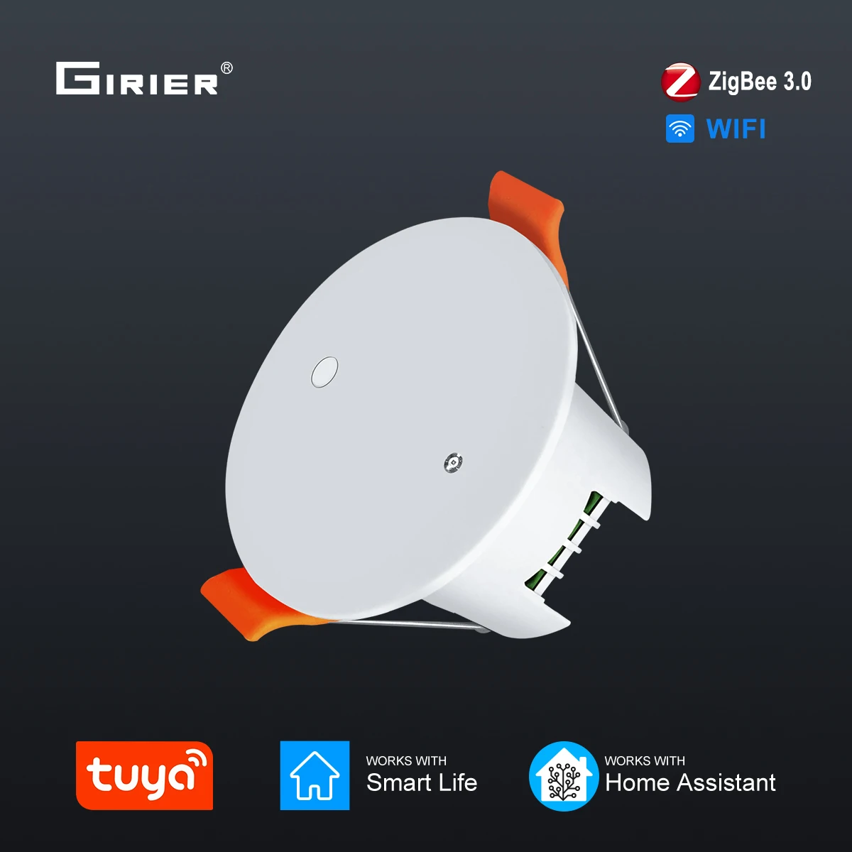 GIRIER Tuya Zigbee Ceiling Motion Sensor 2200W with Light Sensor
