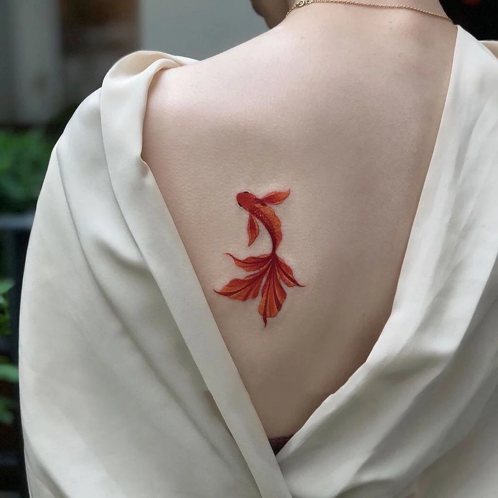 Red Goldfish Temporary Tattoos Durable Lifelike Cartoon Waterproof Fake Tattoo Sticker Realistic Body Art Transfer Tattoo