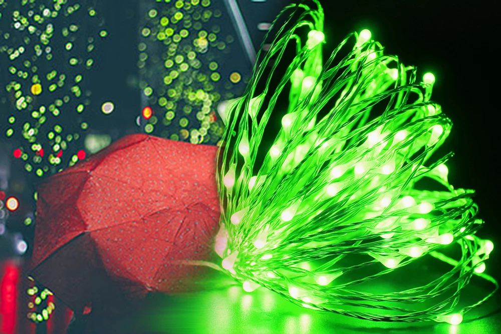 1m 2m 4m Battery Power LED String Fairy Light Warm Red Green Blue with On Off Switch for Wedding Garden Party Christmas Decor