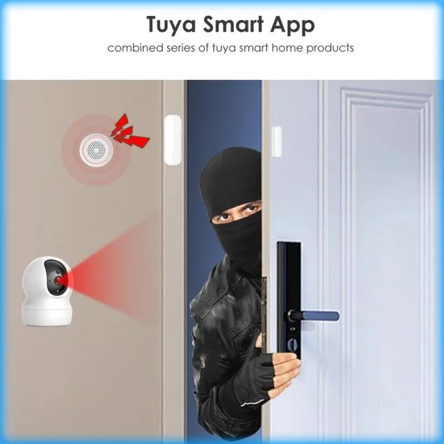 Tuya Door Sensor Window WiFi Wireless Contact Open Close Smart Life APP Remote Control Compatible With Alexa Google Assistant 6