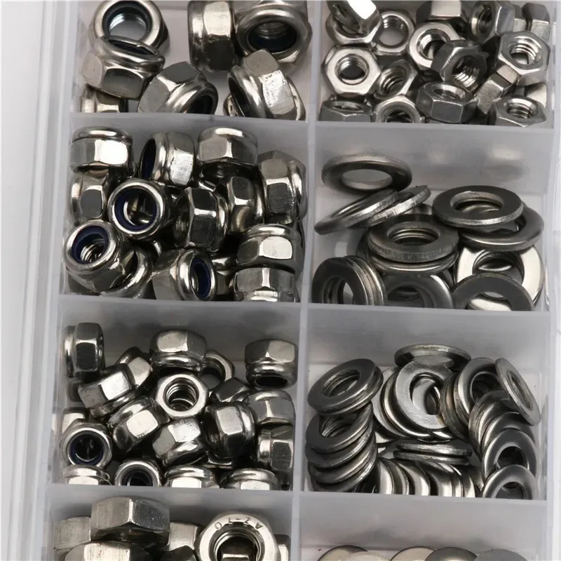 

255PCS M4 M5 M6 Hexagon Screw Bult Nuts Washer Kit Stainless Steel For Machine with Nylon Fastener Oring Washer Fasteners