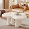 White Cloud Coffee Table, Cute End Modern Coffee Table, Cartoon Coffee Table, Cream White 5