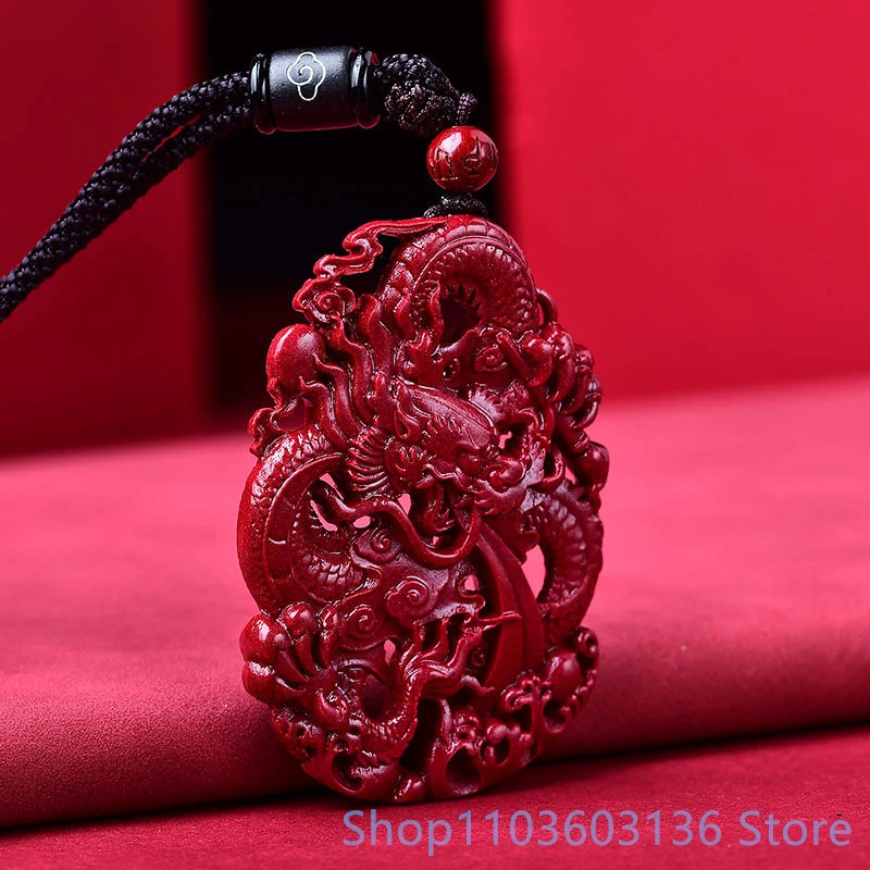 

Двухсторонняя резная подвеска ручной работы в виде дракона, Императорский золотой песок, подвеска для мужчин в стиле ретро, подвеска в виде Cinnabar