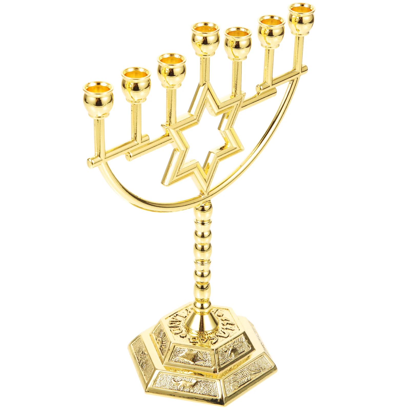

Menorah Candle Holder 7 Branch Jewish Gold Menorah Candle Holder Star David Menorah Candelabra Hanukkah Candlestick