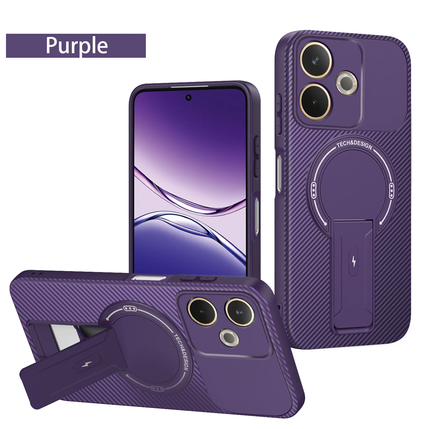 Magnetic Mounting Hard Back Phone Case with Protective Bracket