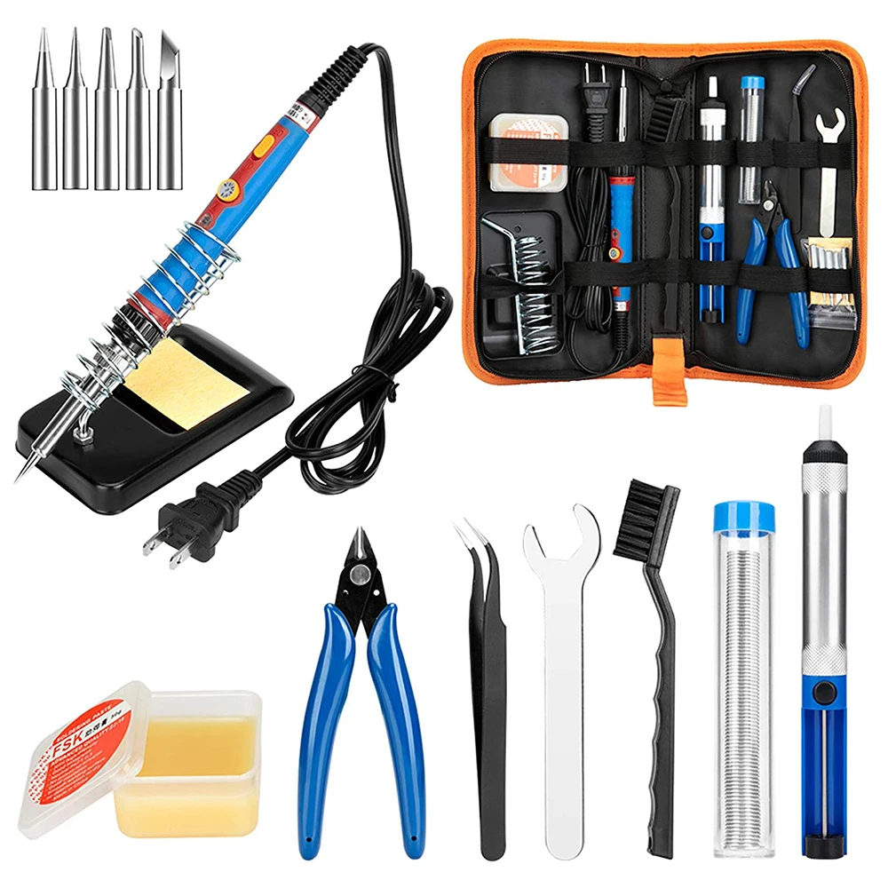 60W Digital Electric Soldering Iron Kit Set Temperature Adjustable 110V Welding Tool Ceramic Heater Soldering Tips Rework soldering stations Welding Equipment