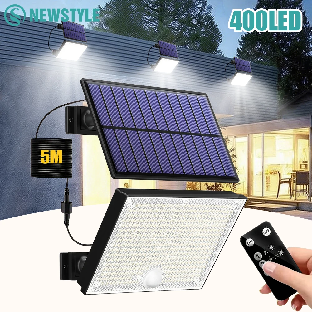 Solar Lights Outdoor 400LED Remote Solar Security Lights Outdoor Motion Sensor Waterproof Solar Wall Lamp Garden Patio Yard