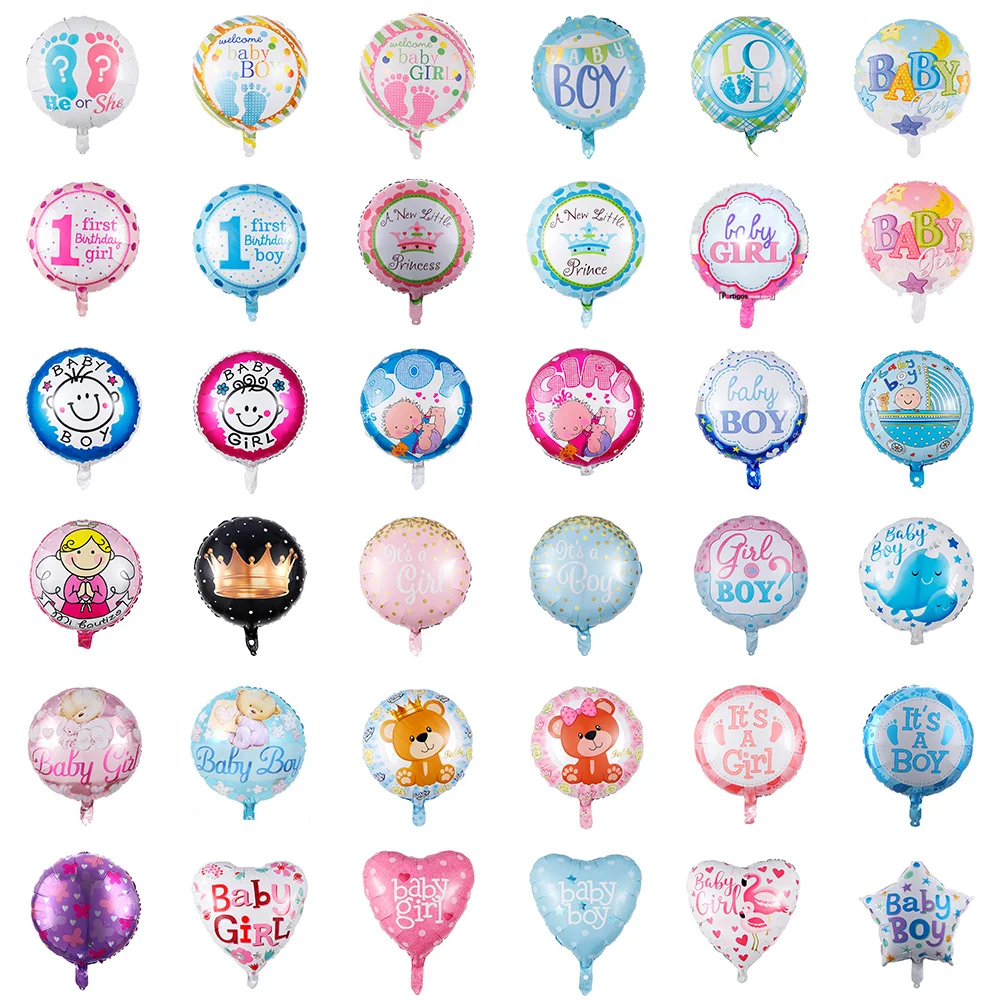 10Pcs 18 Pollici Baby Shower Balloon Foil Elio Balloon Star Heart Balloon Baby Boys Girls Angel Newborn Party Decor 1 Anno Di Nascita