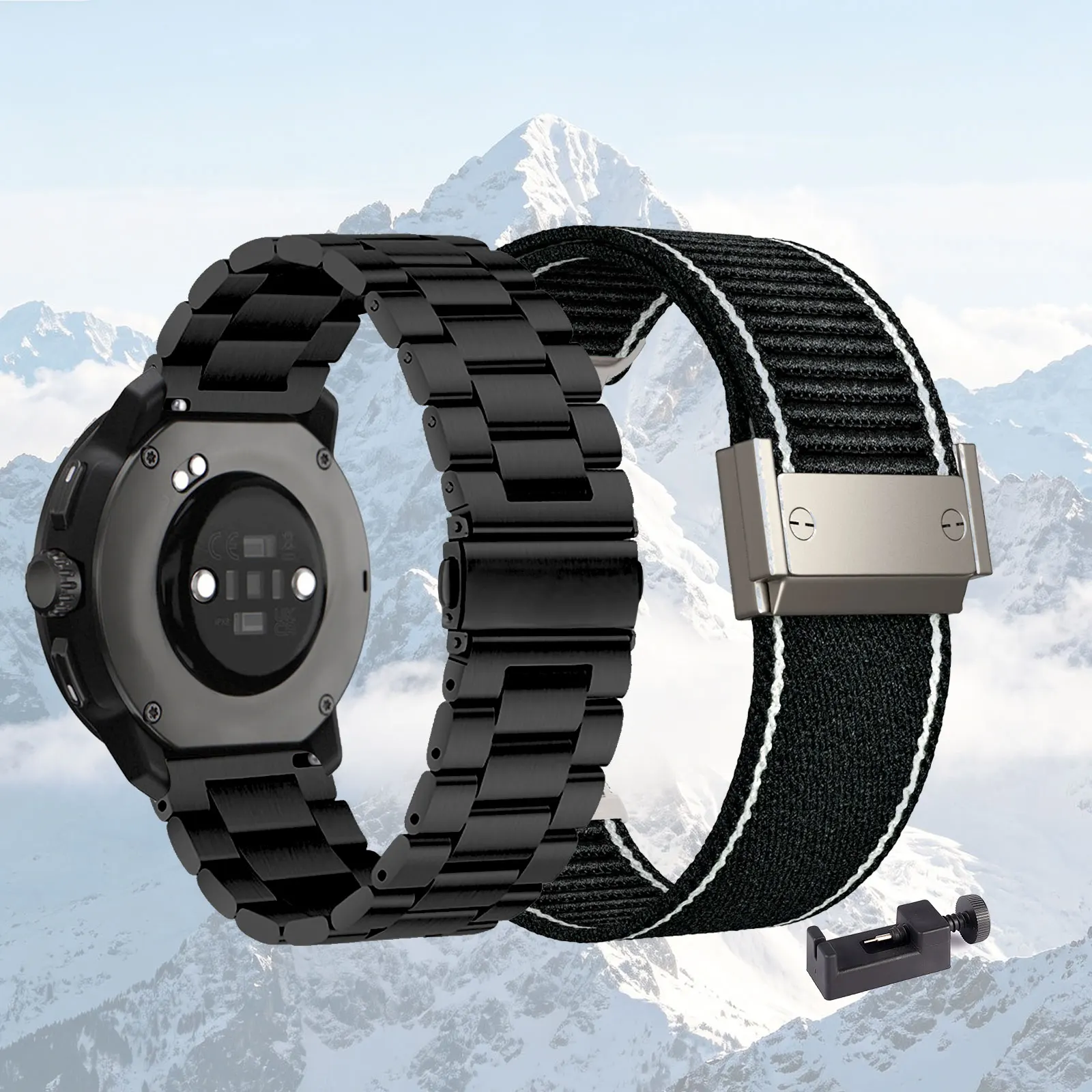 Dual Strap Set: Stylish Metal & Durable Nylon Watch Bands