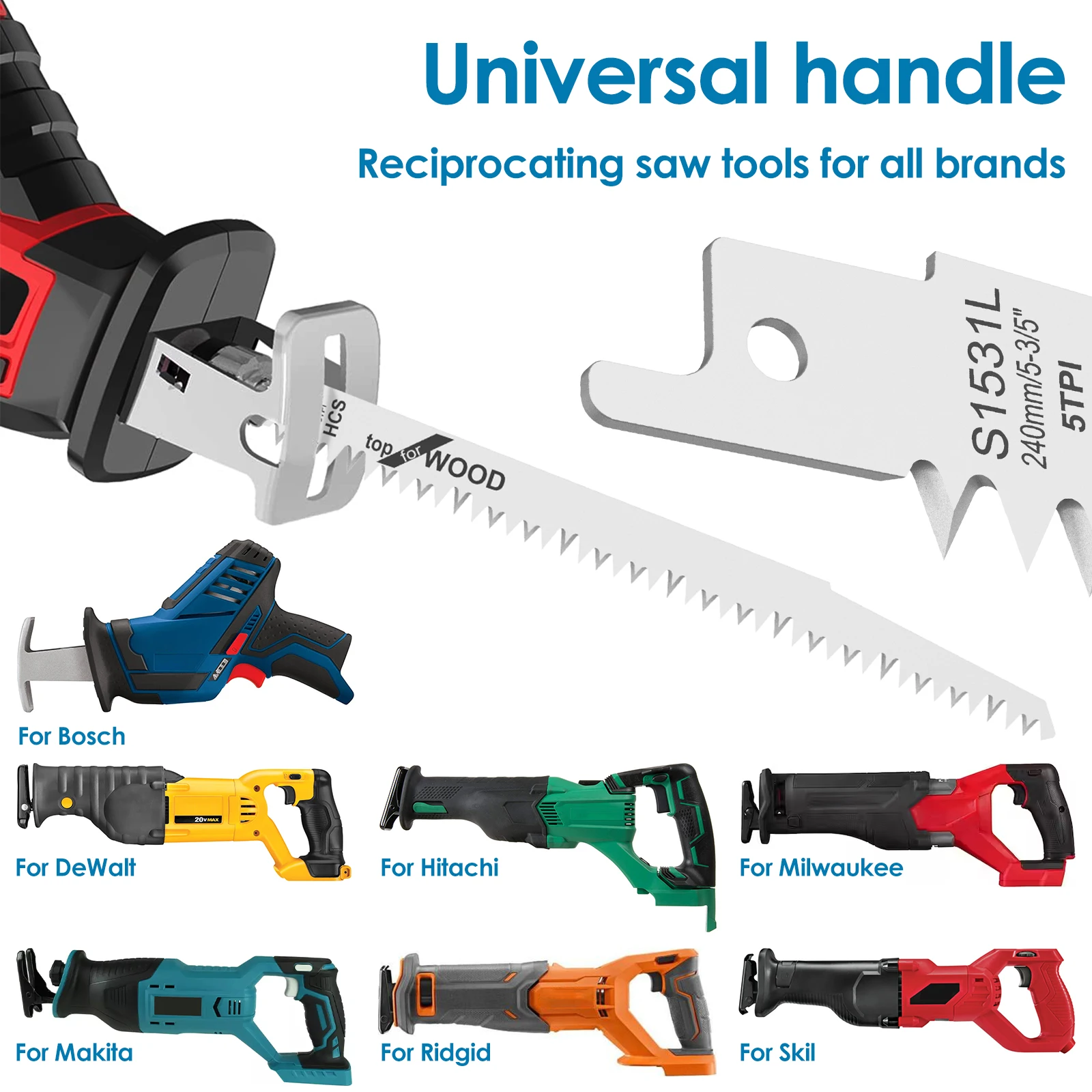 Reciprocating Saw Blade Set 5tpi High Carbon Steel Assorted, 46 OFF