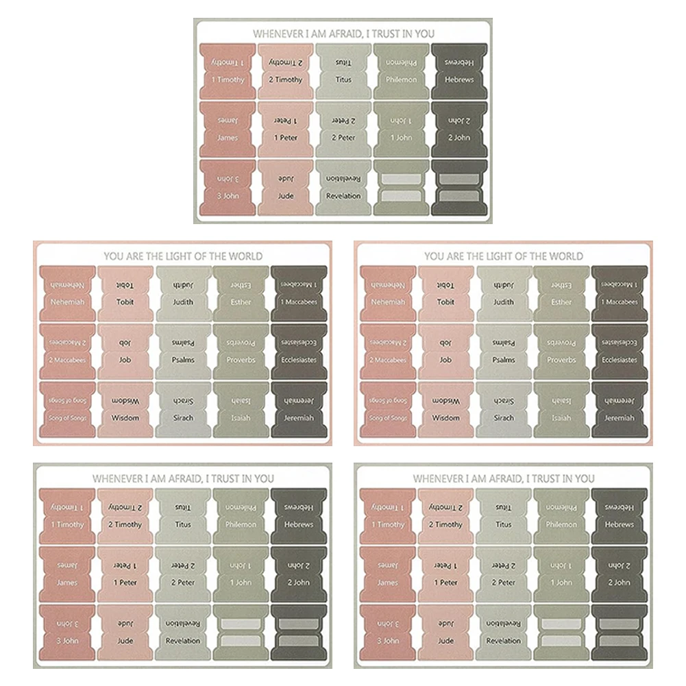 5 Sheet Bible Index Tabs Easy Read Bible Book Tabs Large Print Laminated Study Supplies Decorative Label Study Tool