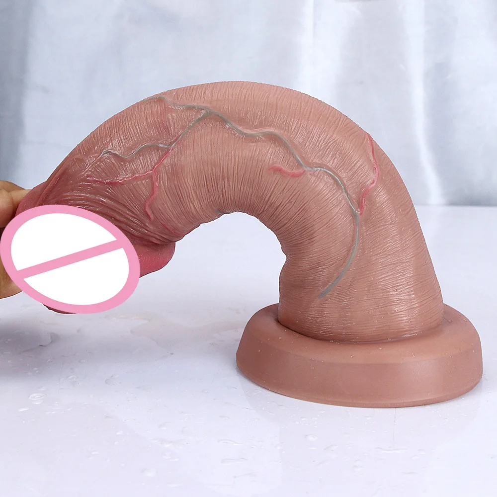 Unisex Huge Glans Realistic Soft Double Layer Dildo/Penis