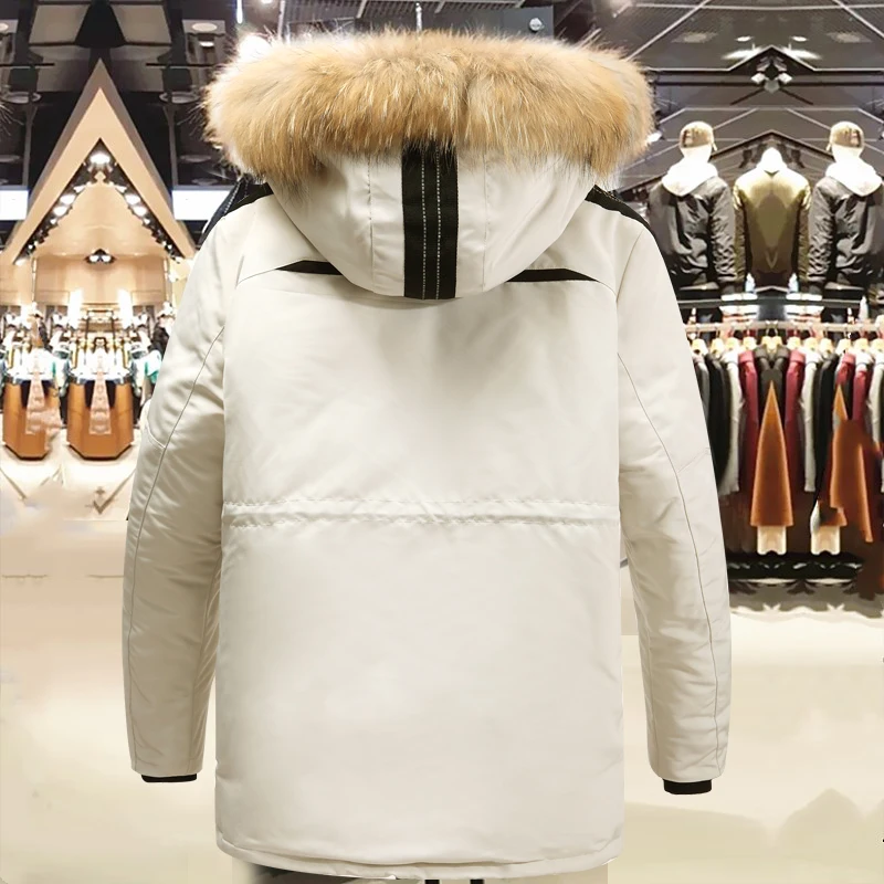 Men's Down Jacket Winter Parkour Jacket Medium length Thick Loose Commuter Work Couple Outdoor Warm Top