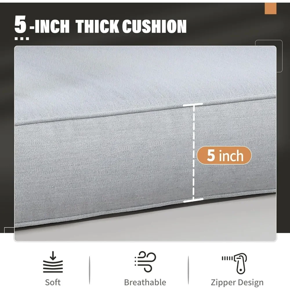 Outdoor Patio Sofa, All-Weather Metal Outdoors Couch with Cushions, Outdoor Loveseat Aluminum Patio Furniture Sofa 4