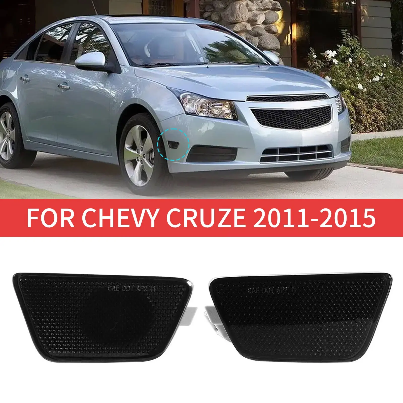 Front Bumper Reflector Side Marker Light Assembly R&l For Chevy Cruze