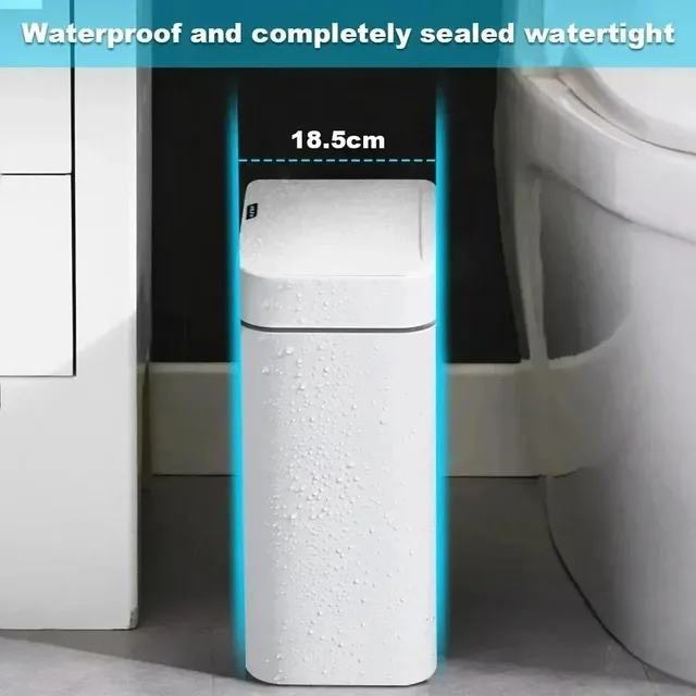 Smart Bathroom Trash Can Automatic Bagging Electronic Trash Can White Touchless Narrow Smart Sensor Garbage Bin Smart Home 15L 3