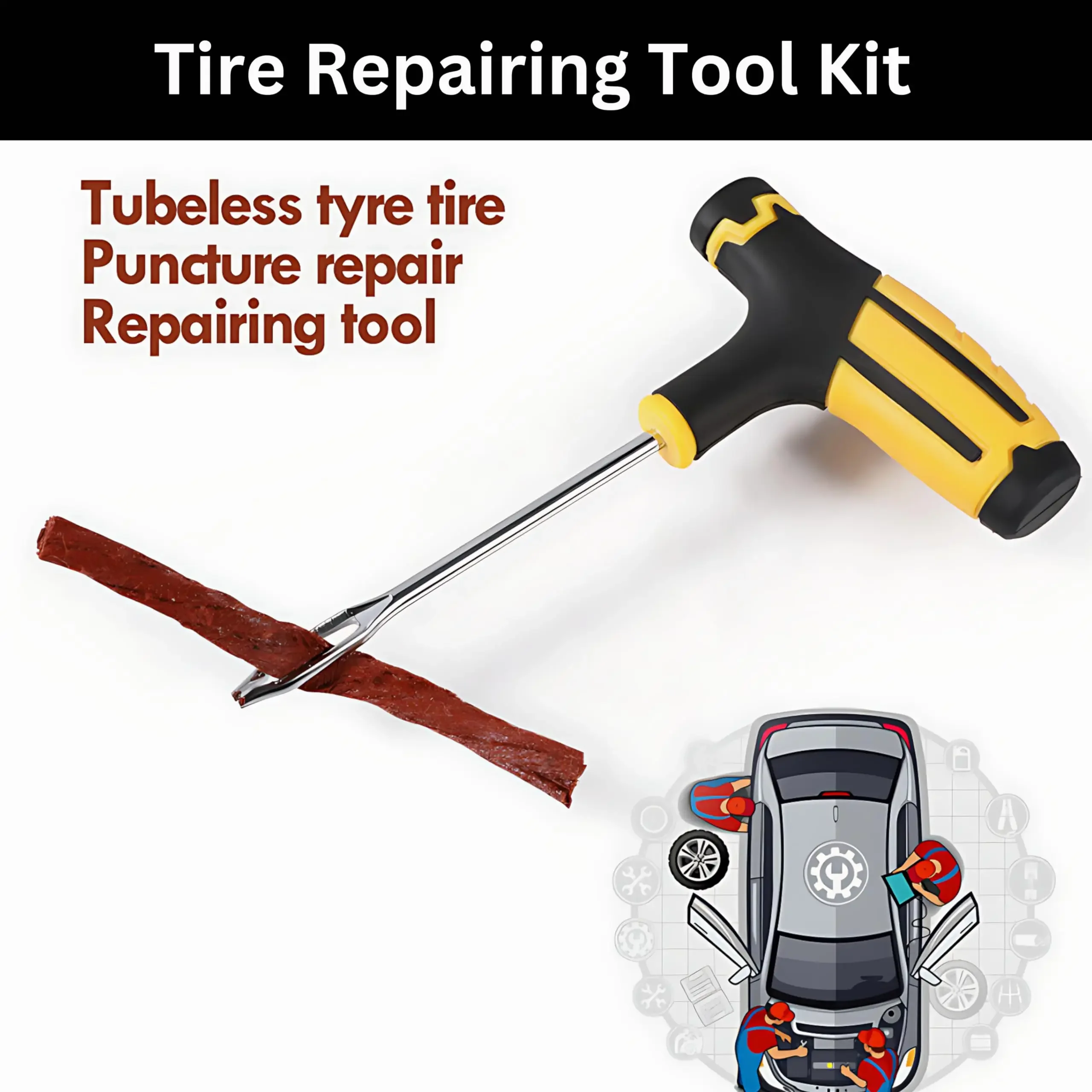 Tire Puncture Repair Kit Heavy Duty Tire Repair Tools Kit Flat For Car Truck Motorcycle Tool Accessories