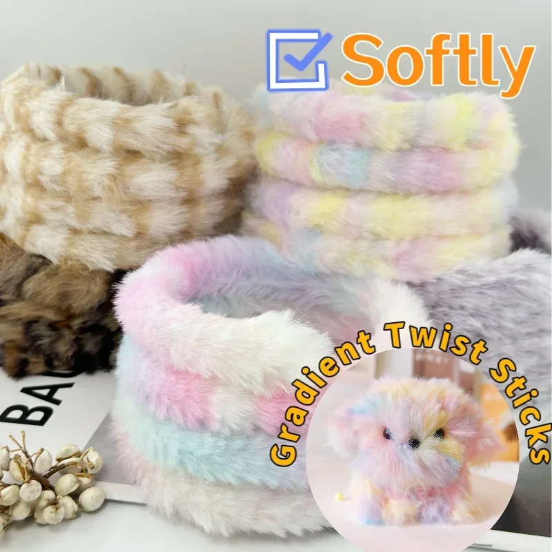 Craft Supplies Craft Toys Doll Handmade Accessories Gradient Rabbit hair Twist Wire Sticks Colorful Dense Wool Iron Wire Strip Stick DIY Handmade Toys Doll Toys Sewing Accessories