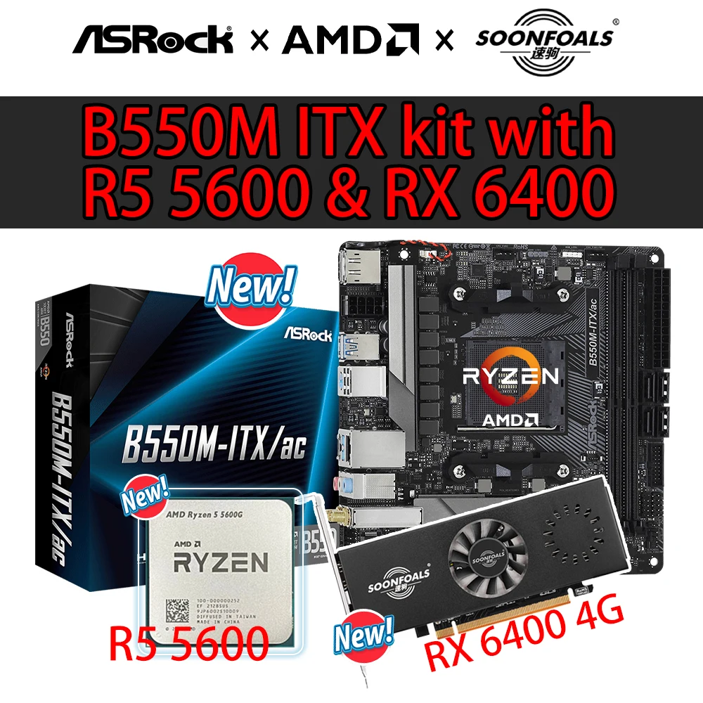ASROCKB550MITXAM4MiNiITXMotherboardAMDRyzen55600processor