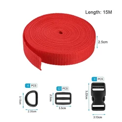 Durable Nylon Webbing Strap for DIY Sewing and Luggage Accessories (Red 15M)