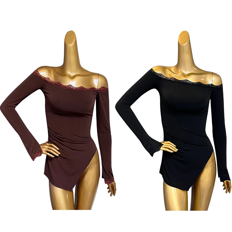 FEMME LATIN ROBE Danse Salle de Bal Tango Swing Salsa Tenue Entraînement Noir EUR 36,90 - FR