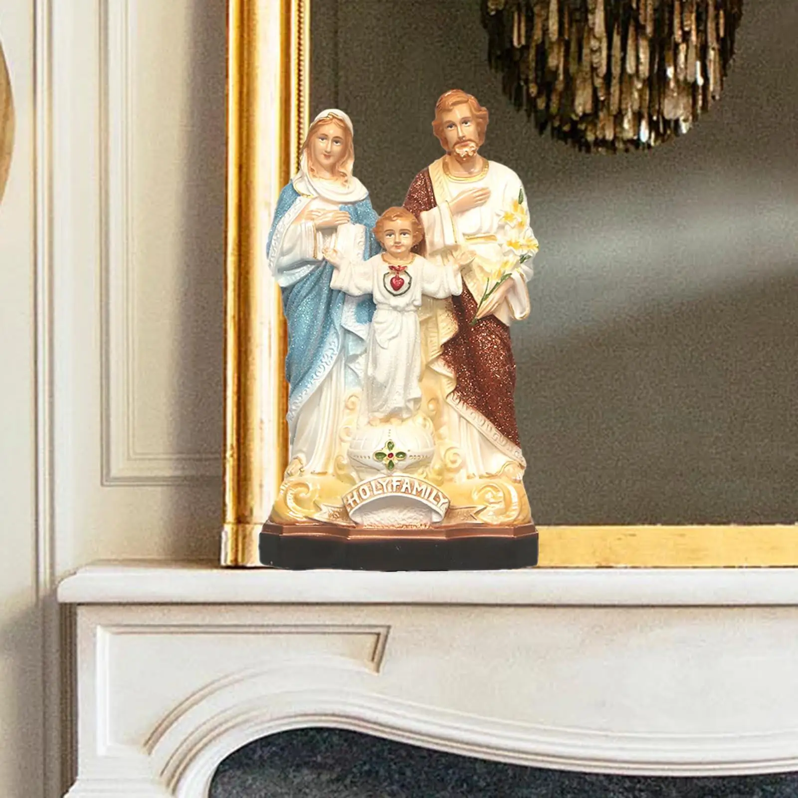 Holy Family with Child Figure Catholic Figurine Collectable Decor Jesus Standing Statues for Holiday Cabinets Religious Gifts