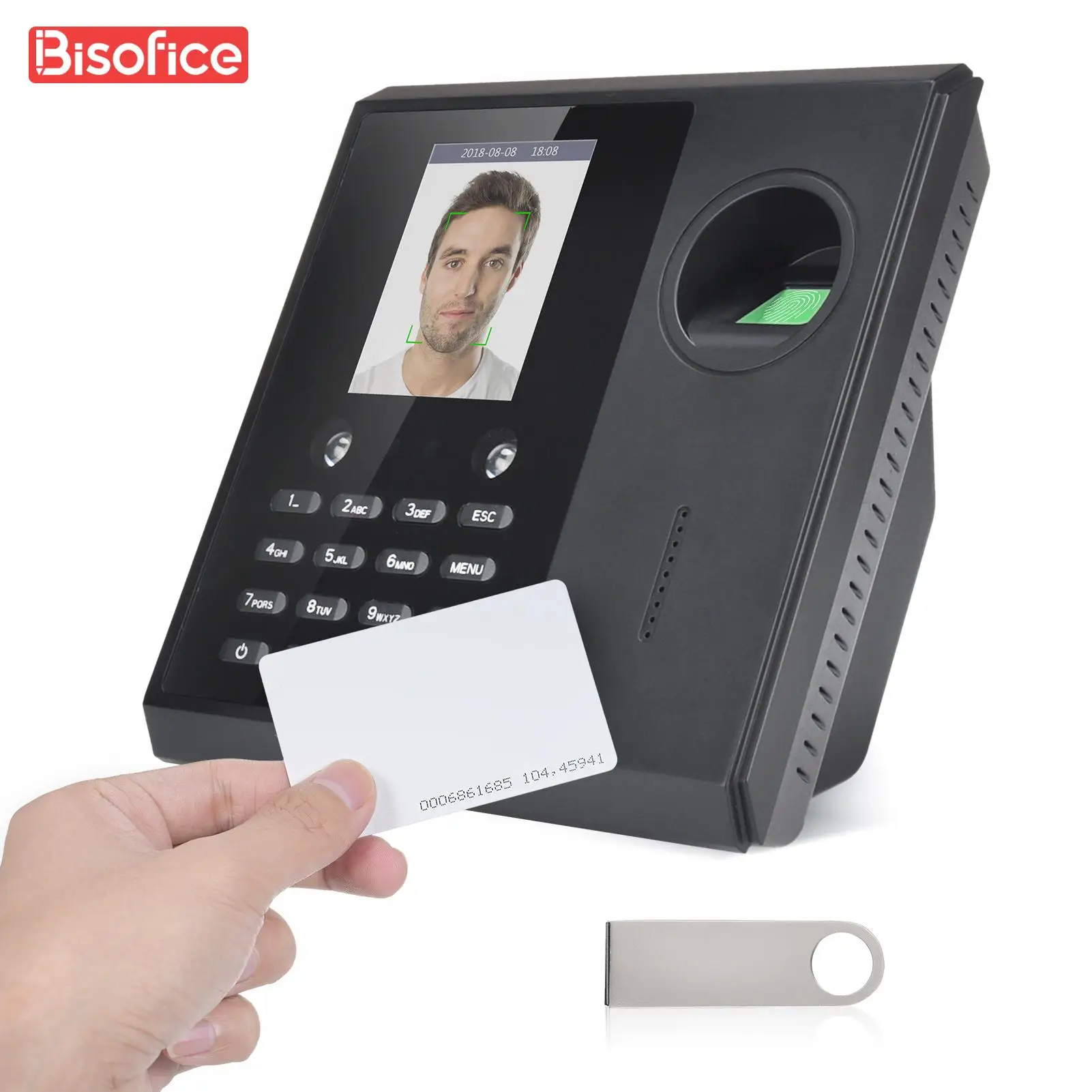 Biometric Time Clock Attendance Machine for Employees Support Fingerprint Password ID Card Facial Recognition Fast Recognition