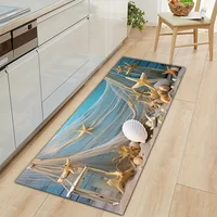Beach Seashells Starfish Print Kitchen Rugs Balcony Hallway Non-Slip Floor Mat Bath Toilet Doormat Bedroom Bedside Carpets Decor 1