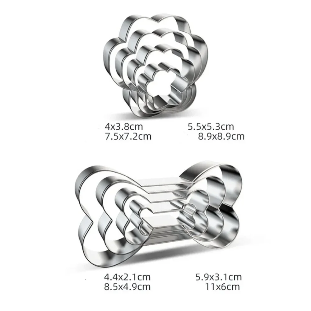 Dog Bone Cookie Cutter Mould Stainless Steel Dog Paw Footprint Biscuit Mold Fondant Pastry Decor Baking Tools 1Pcs