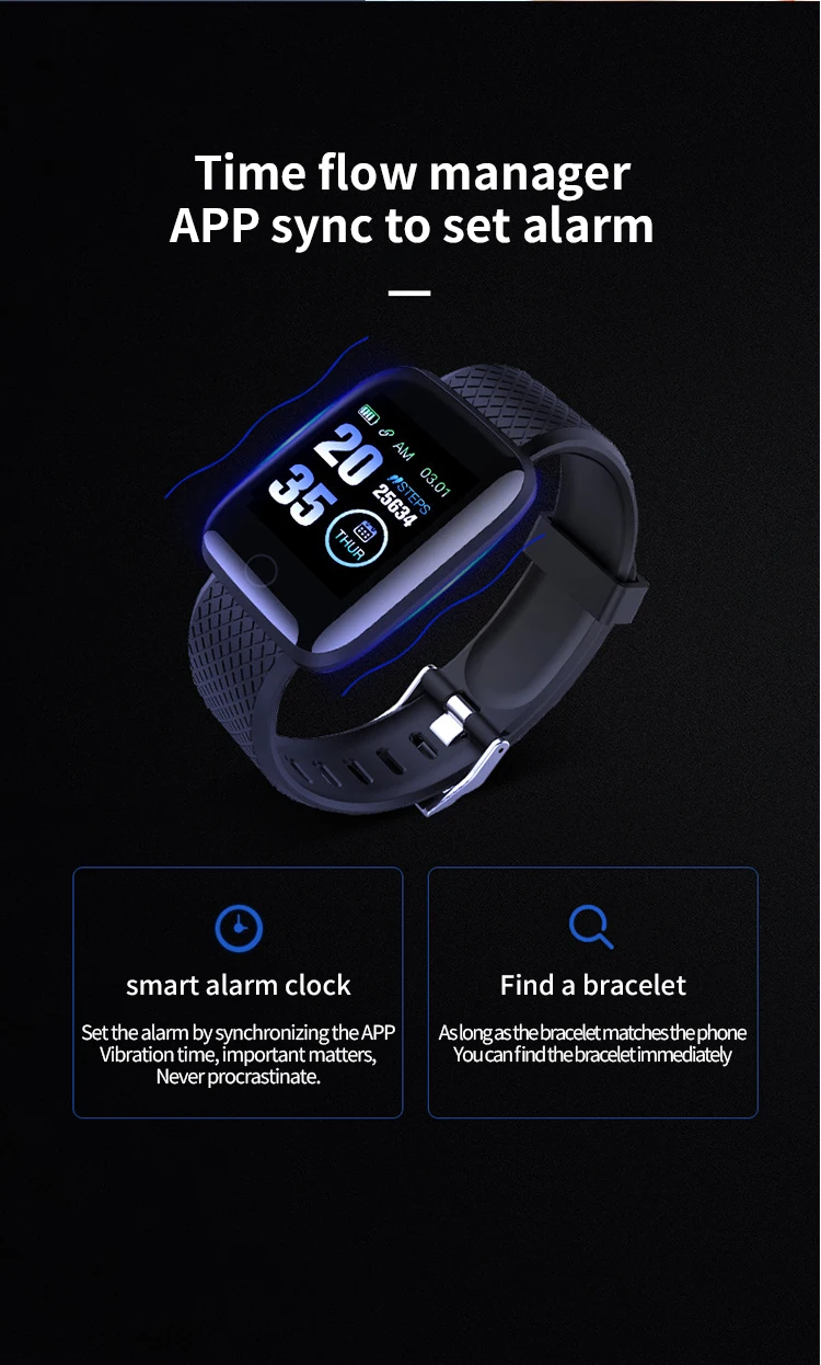 116Plus Smart Watch Bluetooth Sports Wristwatches Smartwatch Smart Bracelet Clock Fitness Tracker Christmas Gift For Android IOS