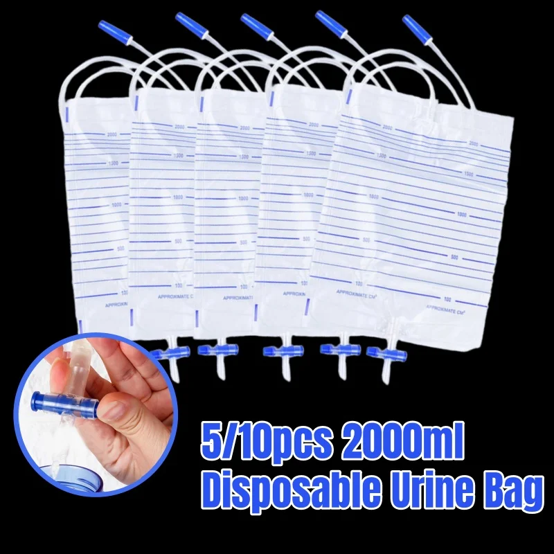 2000ml Disposable Urine Bag Unisex Anti-reflux with External Catheter Medical Urine Collector Drainage Pack Urinary Incontinence