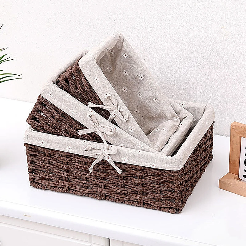 Description Picture 5 of itemHandmade Storage Baskets Snack Picnic Basket Handmade Rattan Basket Hand Woven Sundries Organizer Closet Wicker Baskets