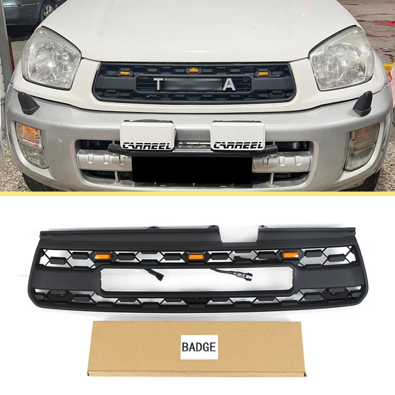 

Подходит для Toyota RAV4 2001 2002 2003, модификация радиатора с лампочками головного света, украшение переднего бампера