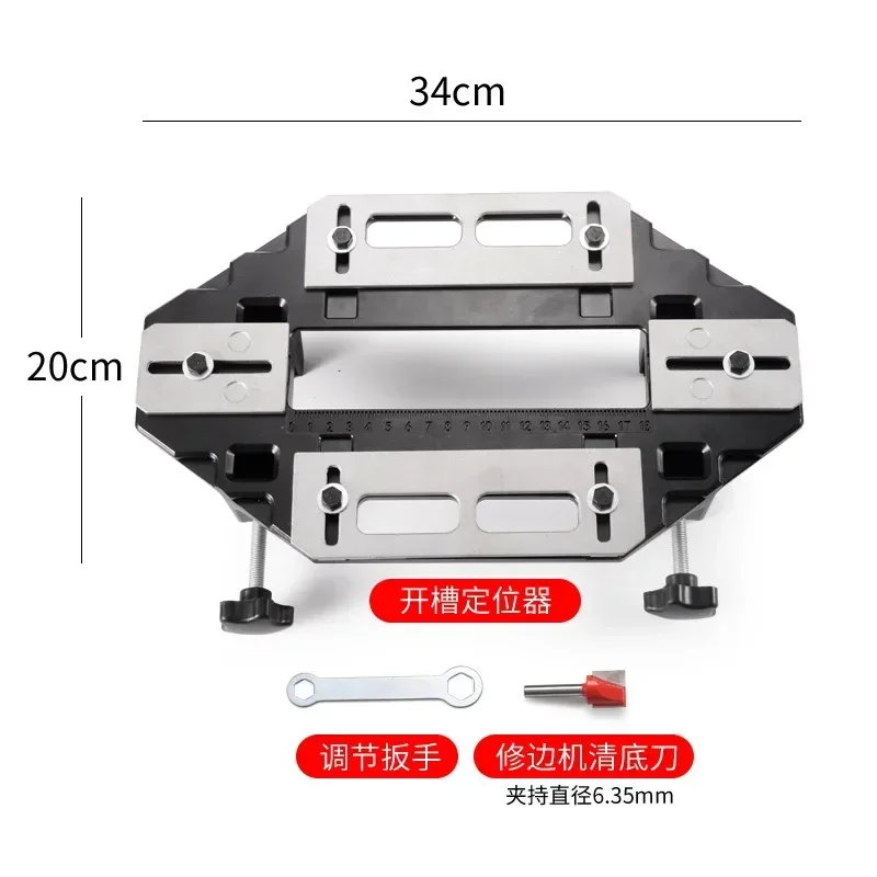 Wood Door Hinge Hole Opener Hinge Positioning Slotter Lock Guide Plate Hole Opener with Spanner Bottom Cutter Woodworking
