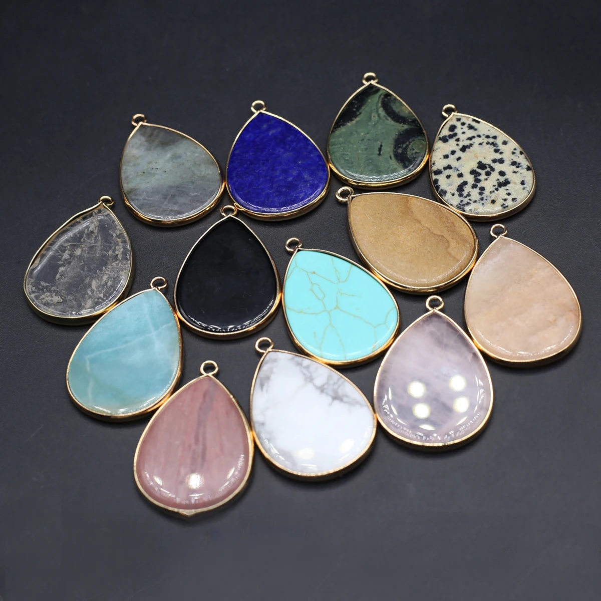 10PCS Wholesale Natural Semiprecious Stone Crystal Droplet Pendant Jewelry Making DIY Necklace Earrings Accessories Gift