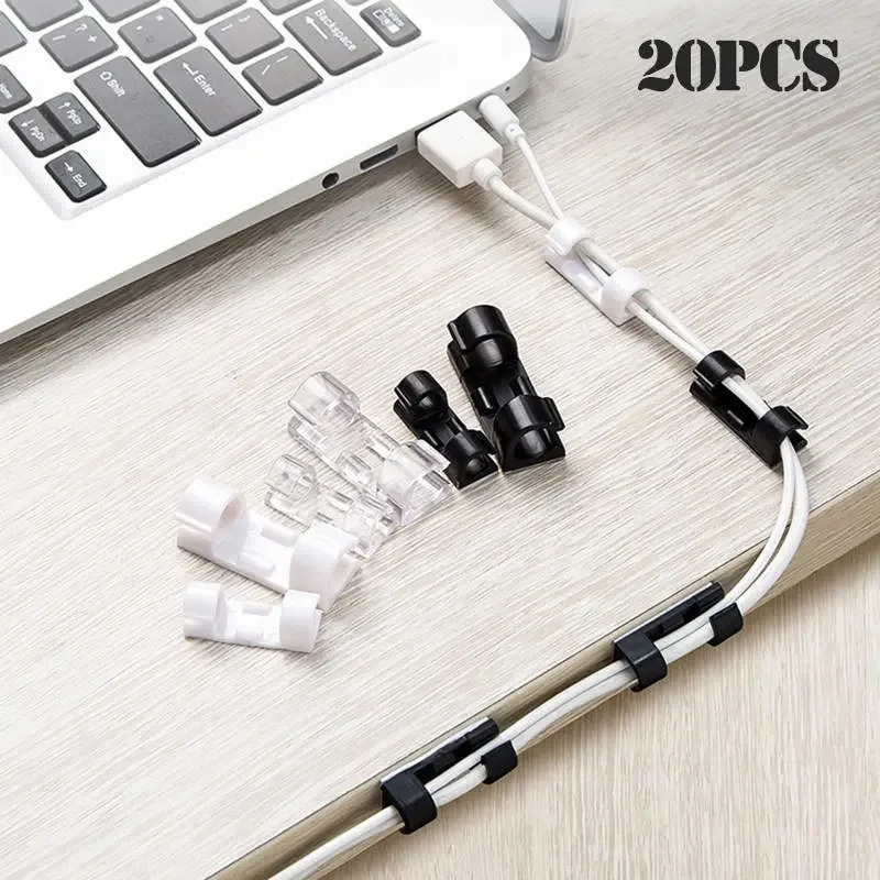 

16/20pcs Self Stick Wire Organizer Line Cable Clip Buckle Clip Clamp Table Wall Fixer Fastener Holder Data Telephone Line Winder