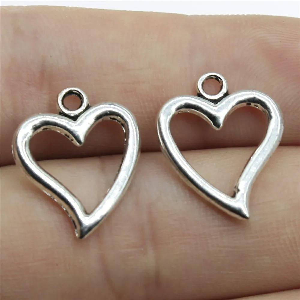 20pcs Cute Small Heart Charms Antique Bronze Silver Color Pendants Making DIY Handmade Tibetan Finding For Jewelry Making 